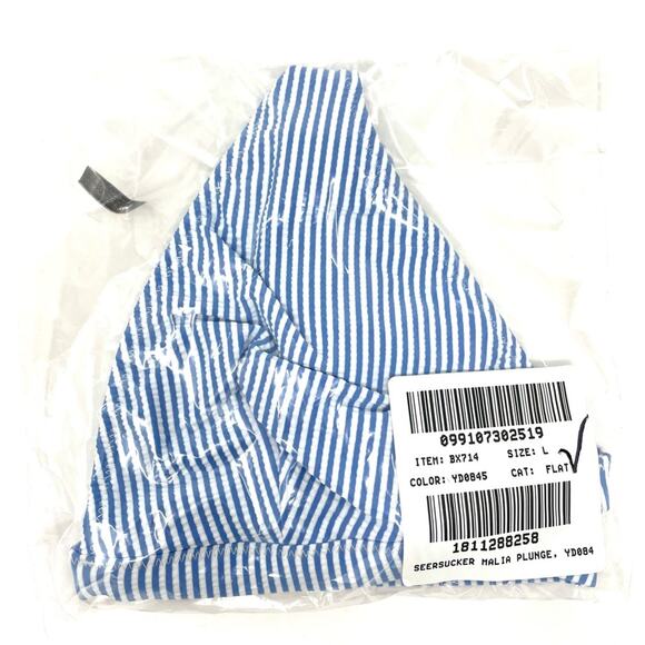 NEW Madewell Wide-strap Bikini Top in Seersucker Blue Women's Large $79 BX714 - Picture 10 of 10